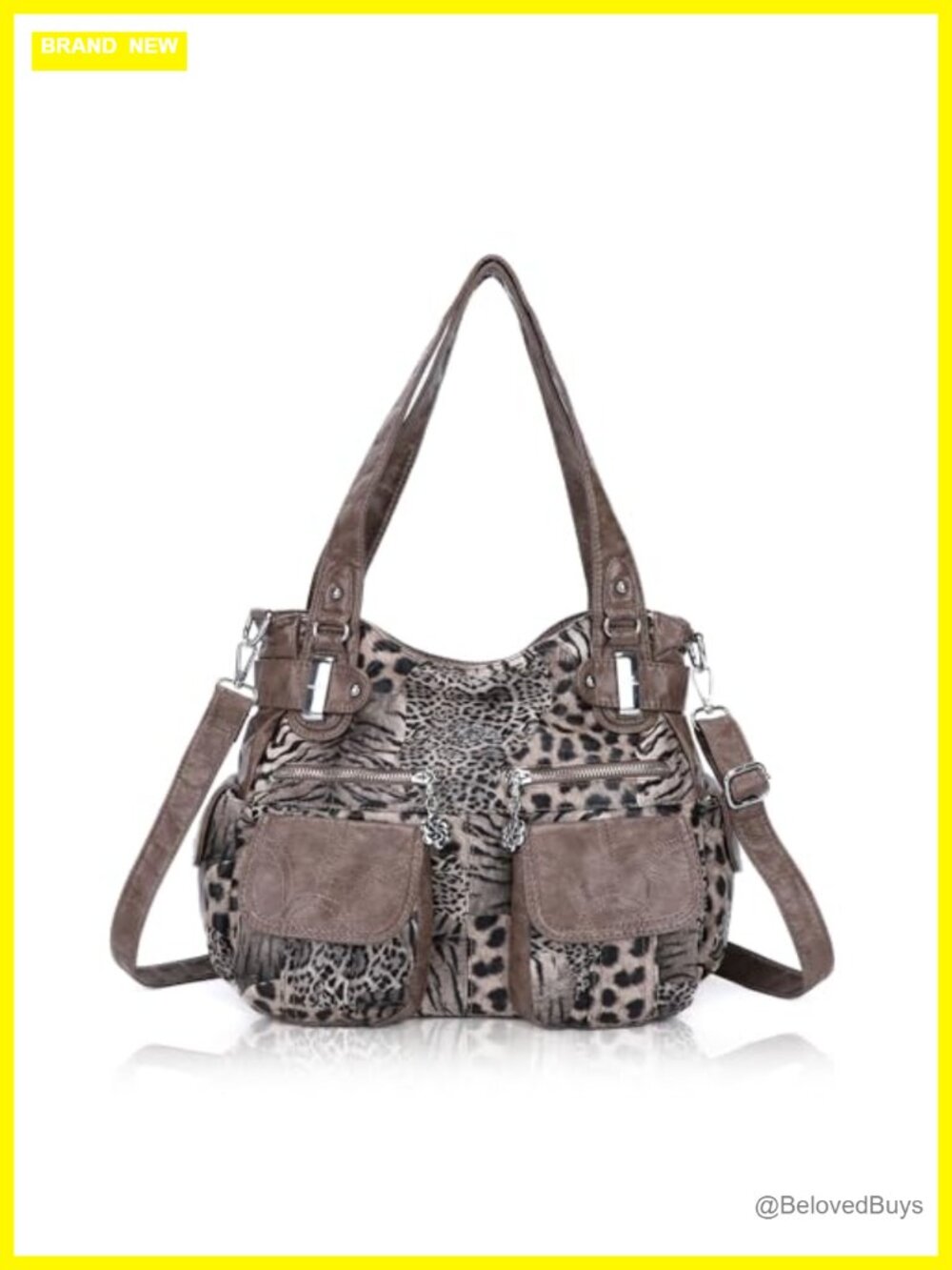 PU leather hobo tote multi pocket shoulder bag